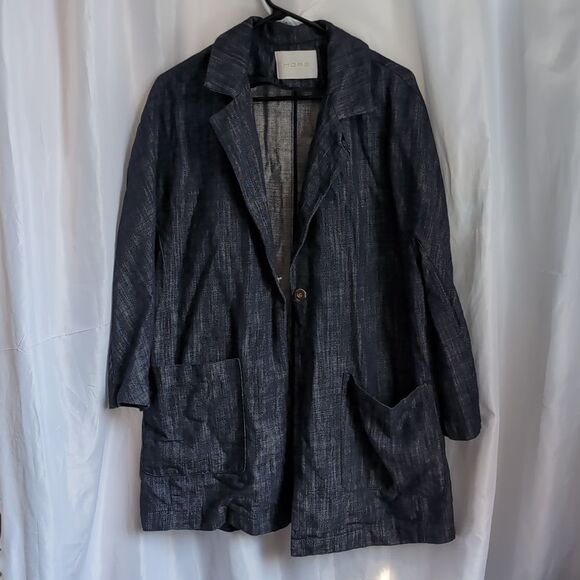 HOPE STHLM Stockholm 💯 Cotton Made In Italy Oversized Denim Blazer Jacket  S - Picture 2 of 16
